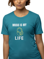 Music Is My Life Women Oversized 240 Teal Blue Oversized - Premium Cotton Women Wear