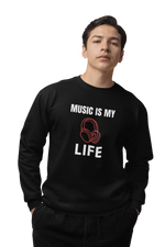 Music Is My Life Men Regular Fit Sweatshirt 320 Black Regular Fit Sweatshirt - Premium Cotton Men Wear