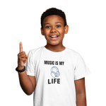 White Regular Fit Tshirt - Music Is My Life Kids Regular Fit Tshirt 180 Design | Kids Fashion