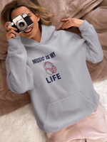 Music Is My Life Women Regular Fit Hoodie 320 Gray Regular Fit Hoodie - Premium Cotton Women Wear