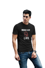Music Is My Life Men Regular Fit Tshirt 180 Black Regular Fit Tshirt - Premium Cotton Men Wear
