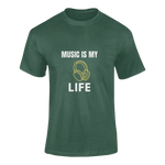Music Is My Life Men Regular Fit Tshirt 180 Bottle Green Regular Fit Tshirt - Premium Cotton Men Wear