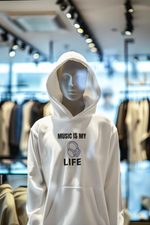 White Regular Fit Hoodie - Music Is My Life Men Regular Fit Hoodie 320 Design | Men Fashion