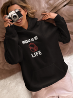 Music Is My Life Women Regular Fit Hoodie 320 Black Regular Fit Hoodie - Premium Cotton Women Wear