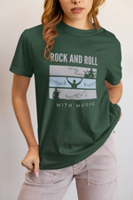 Rock N Roll With Music Women Regular Fit Tshirt 180 Bottle Green Regular Fit Tshirt - Premium Cotton Women Wear
