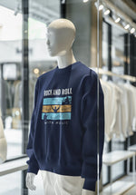 Navy Blue Regular Fit Sweatshirt - Rock N Roll With Music Men Regular Fit Sweatshirt 320 Design | Men Fashion