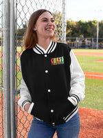 Women Varsity Jacket - Chess Women Varsity Jacket 320 Black | Fullmoon Styles
