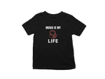 Kids Regular Fit Tshirt - Music Is My Life Kids Regular Fit Tshirt 180 Black | Fullmoon Styles
