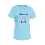 Women Regular Fit Tshirt - Music Is My Life Women Regular Fit Tshirt 180 Sky Blue | Fullmoon Styles