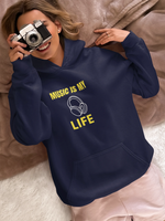 Music Is My Life Women Regular Fit Hoodie 320 Navy Blue Regular Fit Hoodie - Premium Cotton Women Wear