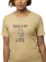 Music Is My Life Women Oversized 240 Beige Oversized - Premium Cotton Women Wear