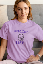 Music Is My Life Women Oversized 210 Lavender Oversized - Premium Cotton Women Wear
