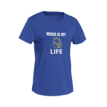 Women Regular Fit Tshirt - Music Is My Life Women Regular Fit Tshirt 180 Royal Blue | Fullmoon Styles