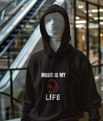 Black Regular Fit Hoodie - Music Is My Life Women Regular Fit Hoodie 320 Design | Women Fashion