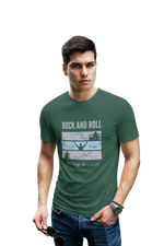 Rock N Roll With Music Men Regular Fit Tshirt 180 Bottle Green Regular Fit Tshirt - Premium Cotton Men Wear