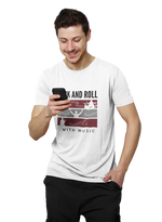 Rock N Roll With Music Men Regular Fit Tshirt 180 White Regular Fit Tshirt - Premium Cotton Men Wear