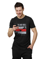 Rock N Roll With Music Men Regular Fit Tshirt 180 Black Regular Fit Tshirt - Premium Cotton Men Wear
