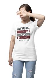 Rock N Roll With Music Women Oversized 210 White Oversized - Premium Cotton Women Wear
