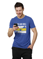 Rock N Roll With Music Men Regular Fit Tshirt 180 Royal Blue Regular Fit Tshirt - Premium Cotton Men Wear