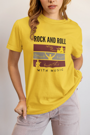 Rock N Roll With Music Women Regular Fit Tshirt 180 Yellow Regular Fit Tshirt - Premium Cotton Women Wear