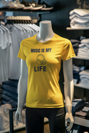 Yellow Regular Fit Tshirt - Music Is My Life Women Regular Fit Tshirt 180 Design | Women Fashion