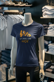 Navy Blue Regular Fit Tshirt - Lets Make Some Noise Women Regular Fit Tshirt 180 Design | Women Fashion