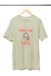 Music Is My Life Men Oversized 210 Sage Green Oversized - Premium Cotton Men Wear