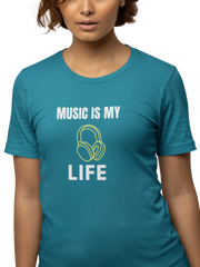 Music Is My Life Women Oversized 240 Teal Blue Oversized - Premium Cotton Women Wear