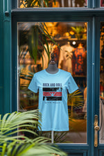 Sky Blue Regular Fit Tshirt - Rock N Roll With Music Women Regular Fit Tshirt 180 Design | Women Fashion