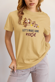 Lets Make Some Noise Women Regular Fit Tshirt 180 Beige Regular Fit Tshirt - Premium Cotton Women Wear