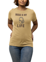 Music Is My Life Women Regular Fit Tshirt 180 Beige Regular Fit Tshirt - Premium Cotton Women Wear