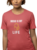 Music Is My Life Women Oversized 240 Red Oversized - Premium Cotton Women Wear