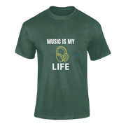 Music Is My Life Men Regular Fit Tshirt 180 Bottle Green Regular Fit Tshirt - Premium Cotton Men Wear