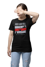 Rock N Roll With Music Women Oversized 210 Black Oversized - Premium Cotton Women Wear