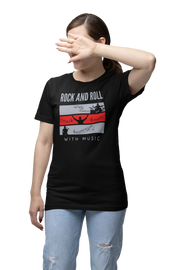 Rock N Roll With Music Women Oversized 210 Black Oversized - Premium Cotton Women Wear