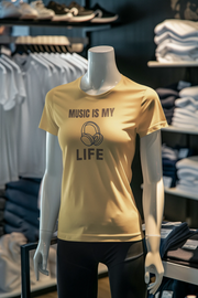 Beige Regular Fit Tshirt - Music Is My Life Women Regular Fit Tshirt 180 Design | Women Fashion