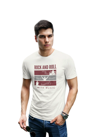 Rock N Roll With Music Men Oversized 210 Off White Oversized - Premium Cotton Men Wear