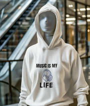 White Regular Fit Hoodie - Music Is My Life Women Regular Fit Hoodie 320 Design | Women Fashion
