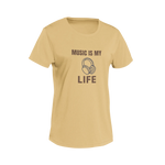 Women Regular Fit Tshirt - Music Is My Life Women Regular Fit Tshirt 180 Beige | Fullmoon Styles