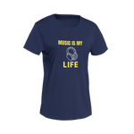 Women Regular Fit Tshirt - Music Is My Life Women Regular Fit Tshirt 180 Navy Blue | Fullmoon Styles