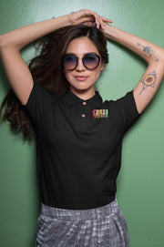 Comfortable Women Polo Shirt in Black - 220 GSM | Fullmoon Styles
