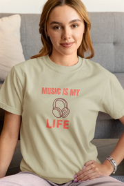 Music Is My Life Women Oversized 210 Sage Green Oversized - Premium Cotton Women Wear