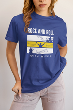 Rock N Roll With Music Women Regular Fit Tshirt 180 Royal Blue Regular Fit Tshirt - Premium Cotton Women Wear
