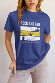 Rock N Roll With Music Women Regular Fit Tshirt 180 Royal Blue Regular Fit Tshirt - Premium Cotton Women Wear