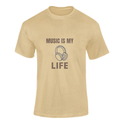 Men Regular Fit Tshirt - Music Is My Life Men Regular Fit Tshirt 180 Beige | Fullmoon Styles