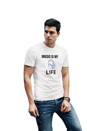 Music Is My Life Men Oversized 240 White Oversized - Premium Cotton Men Wear