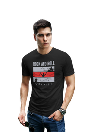 Rock N Roll With Music Men Oversized 210 Black Oversized - Premium Cotton Men Wear