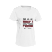 Women Regular Fit Tshirt - Rock N Roll With Music Women Regular Fit Tshirt 180 White | Fullmoon Styles
