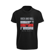 Men Regular Fit Tshirt - Rock N Roll With Music Men Regular Fit Tshirt 180 Black | Fullmoon Styles