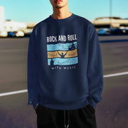 Rock N Roll With Music Men Regular Fit Sweatshirt 320 Navy Blue Regular Fit Sweatshirt - Premium Cotton Men Wear
